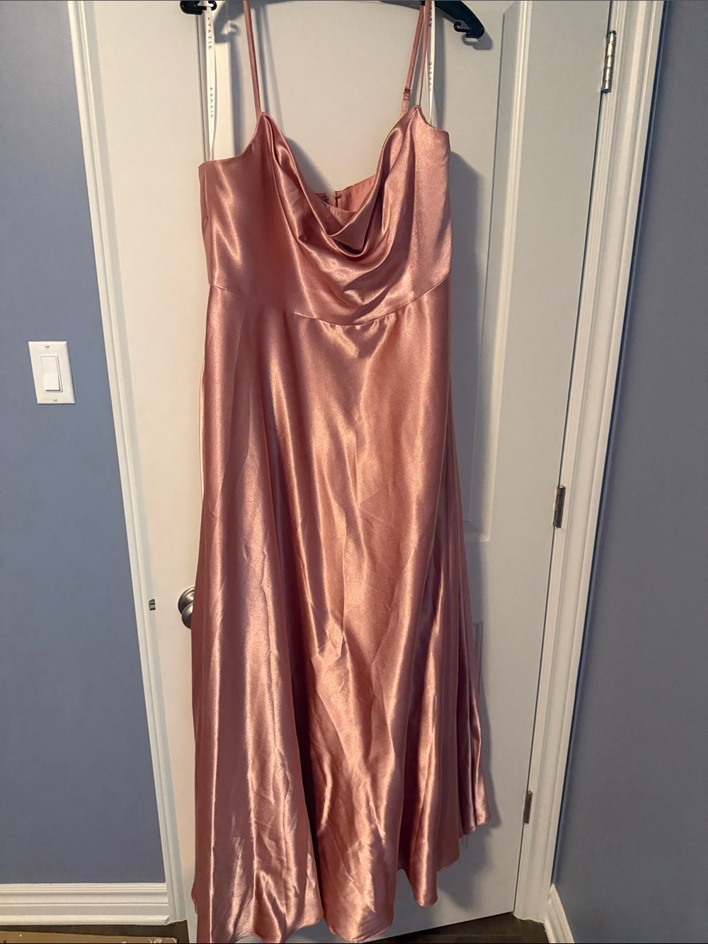 Azazie Satin Cowl Slip Maxi Dress in Dusty Rose - Size A16